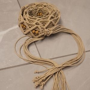 Vintage Macrame Belt, Woven Belt, Hippie Belt, Handmade Macramé With Beads